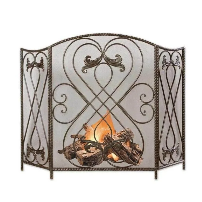 European-style hollow household floor-to-ceiling fireplace with mesh screen, new fireproof fence core fireplace partition three-