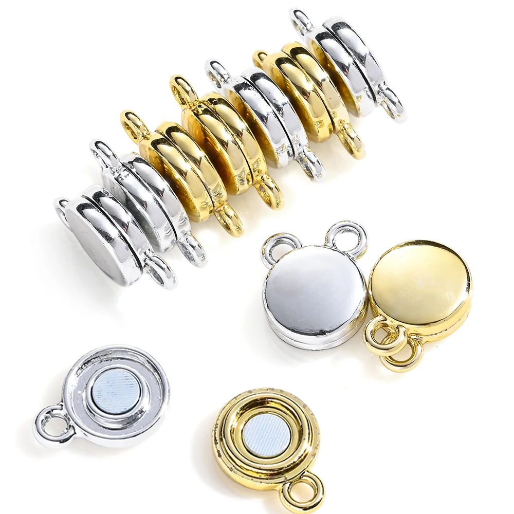 5 Paar magnetische Legierungs-Anhänger mit doppelter runder Schnalle, mit magnetischer Anziehung für die Verbindung von Halsketten und Armbändern. – Detail 2