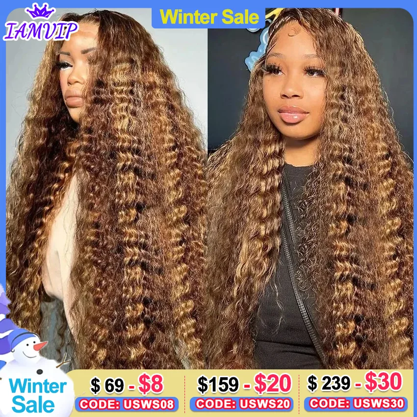 30 36 Inch Curly Highlight Wig Human Hair Honey Blonde 13x4 Lace Front Deep Wave 13x6 Hd Lace Frontal Wig Brazilian For Women