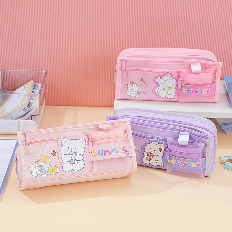 

New Oxford cloth pencil case wholesale ins pencil case primary and secondary school stationery box large capacity stationery bag