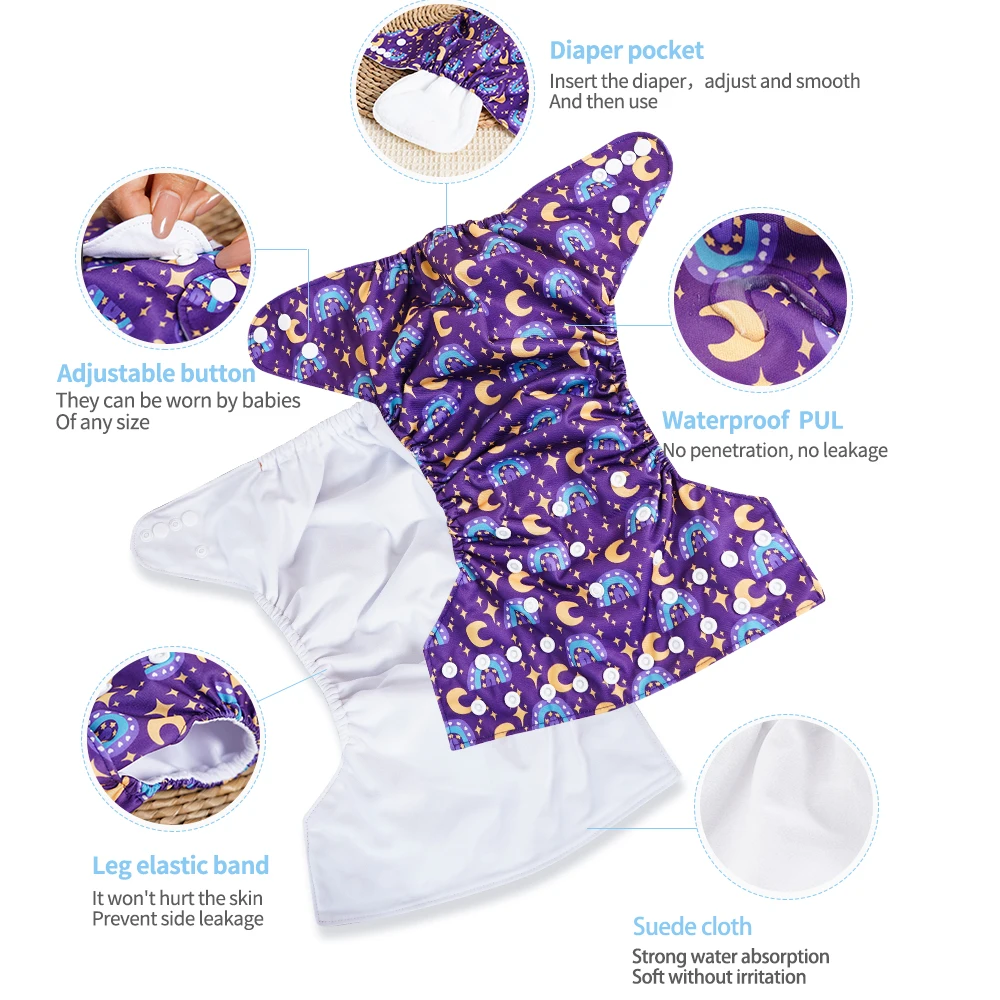 Happyfluit 3 Stks/set Baby Doek Luier Herbruikbaar Verstelbare Eco-Vriendelijke Baby Luier Met Een Back Opening Fit 3-15Kg Baby