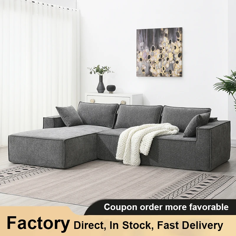 

4 Seat Minimalist Style Modular Sectional Sofa,Wrinkle-resistant Chenille Couch Set,L-Shaped Compressed Sofa for Living Room