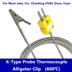 Thermocouple K Type Probe Alligator Clip for K Type Thermocouple Temperature Probe Sensor & Meter,in Temperature Range from