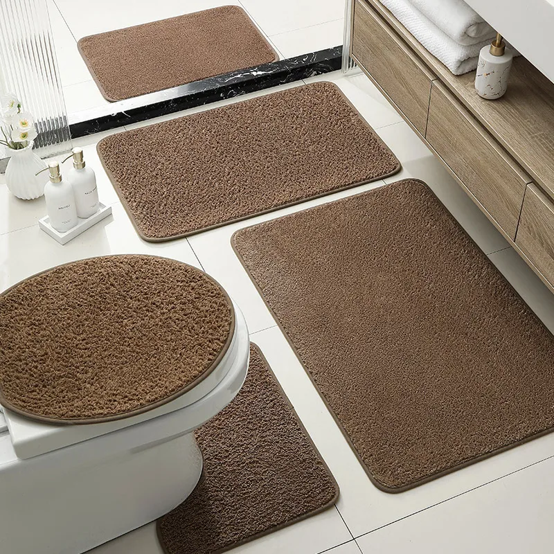 

Коврик для ванной, кашемировый, комплект из 5 предметов, супервпитывающий, с нескользящей основой, пушистый, можно стирать в машине.