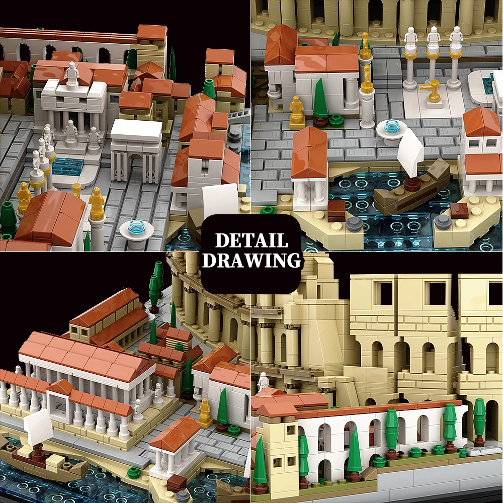 MOC Colosseum Model Building Blocks Elliptical Architecture Flavian Amphitheatre DIY Bricks Roman Forum Toy Sets Gift Kids Adult