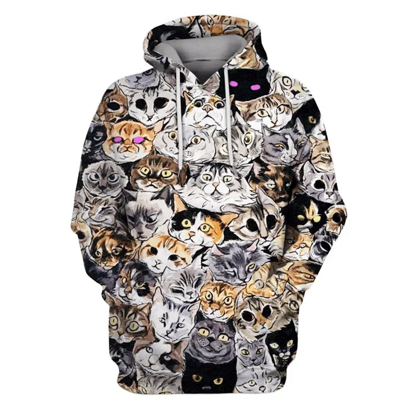 2025 Autumn/Winter Funny Cat 3D Printed Men's Hoodie Scottish Fold Pattern Hoodie Fashion Women's Pullover Street Sweatshirt 6XL