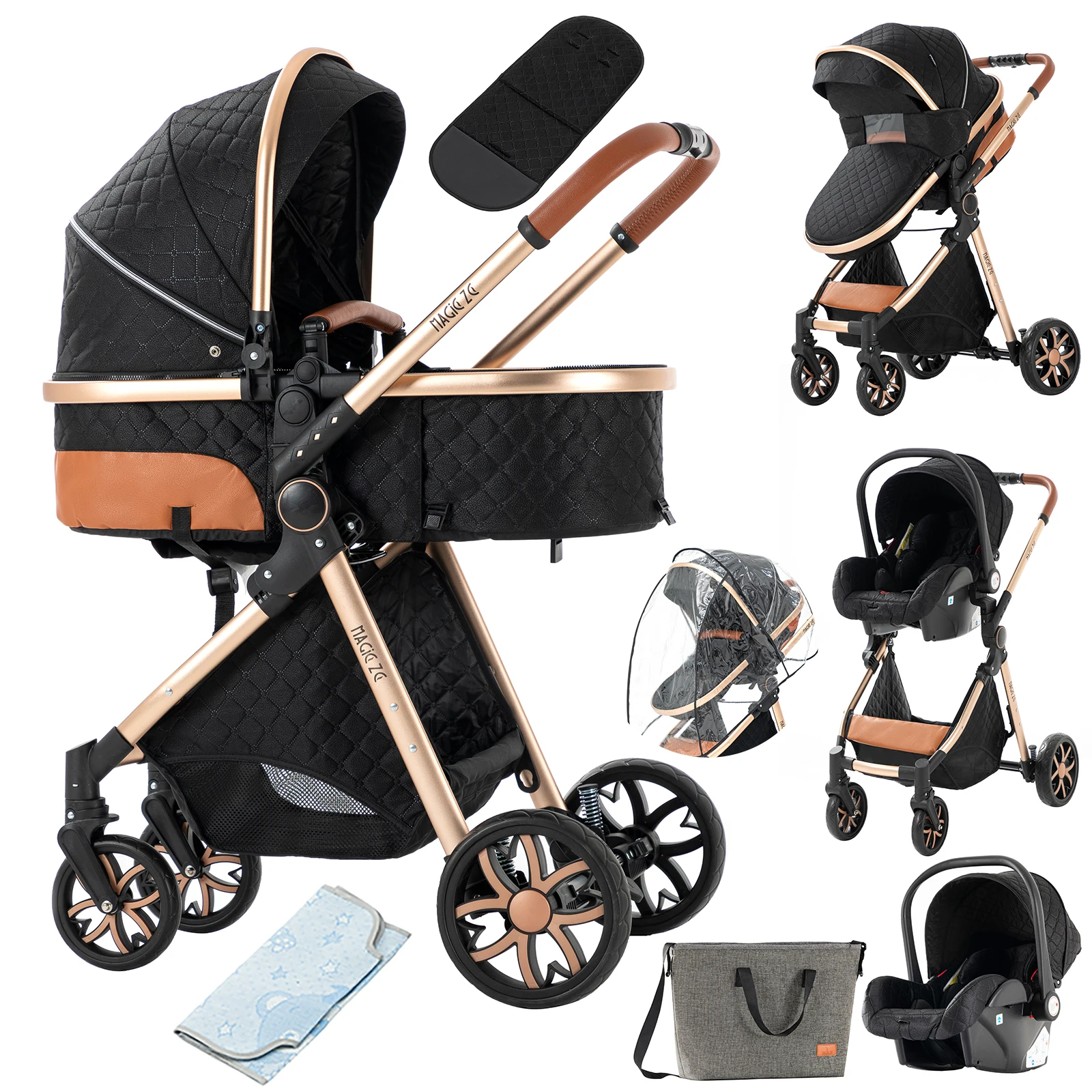 Baby Car Baby Stroller 3 in 1 Luxury Baby Stroller 2024 Fashion Saferty Newborn Carriage Mom Shop Cart Waterproof Travel Trolley