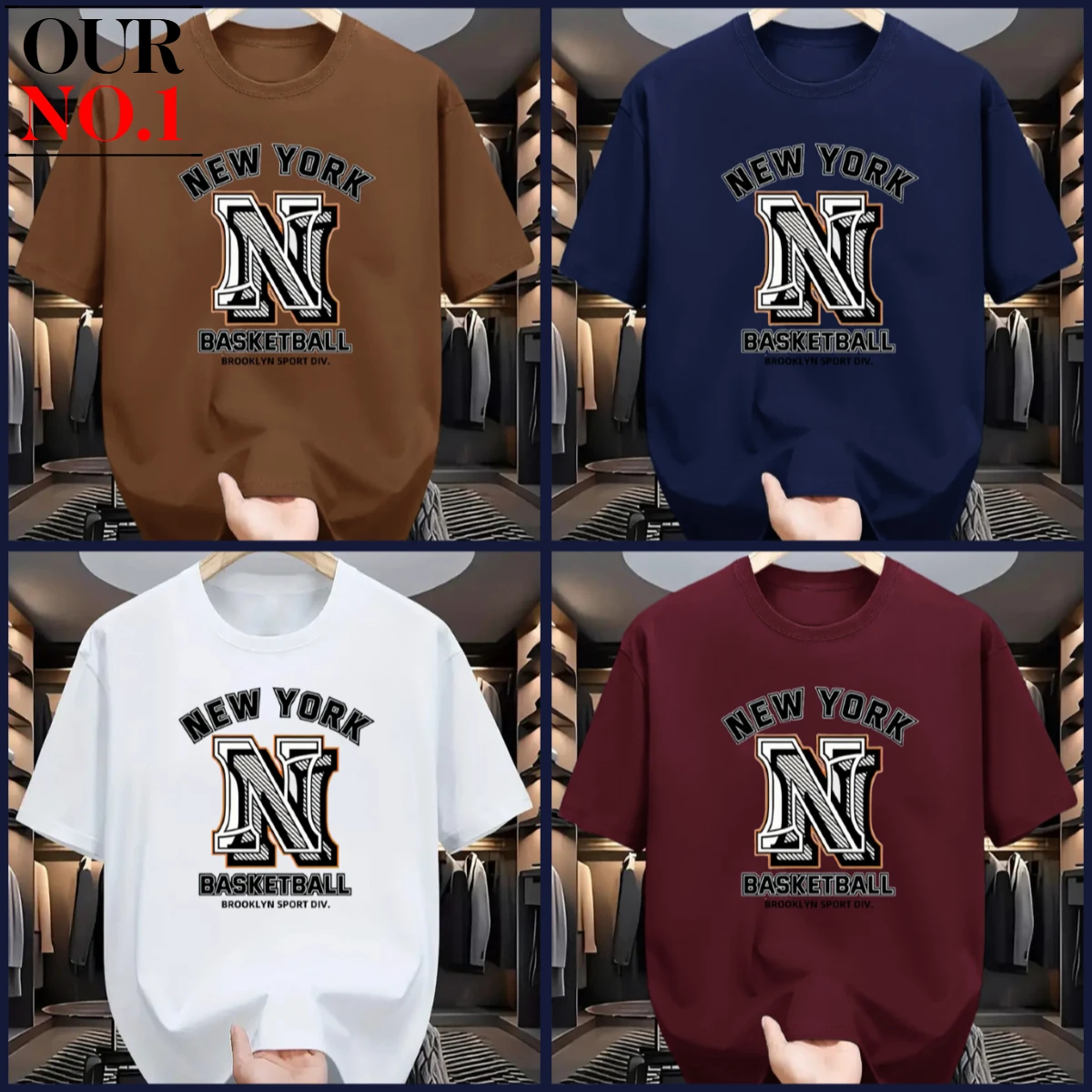 

Men'S New York Basketball Graphic T-Shirt - 100% Crew Neck Short Sleeve Tee with NYK Design, Regular Fit Casual