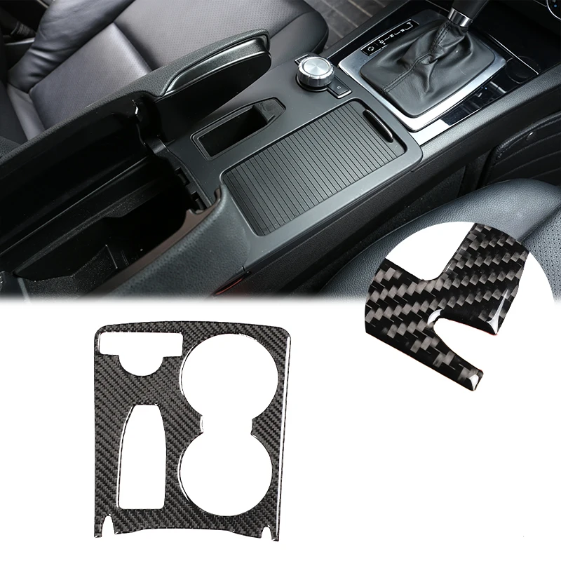 

Car Cup Holder Frame Trim Sticker Real Carbon Fiber Drinks Holder Surround Decoration For Mercedes-Benz C Class W204 2007-2013