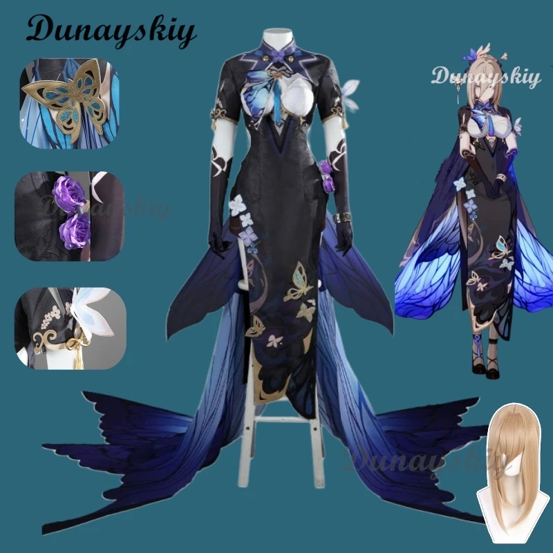 New Aponia Cosplay Game Honkai Impact 3rd Cosplay Costume Wig Lovely Uniforrm Long Dress Halloween Party Role Play Clothing Set