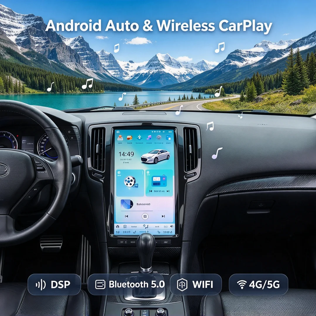 13.8 Inch Android Car Radio GPS Navi Multimedia Player For Infiniti G G25 G35 G37 2003-2015 Vertical Screen DSP CarPlay 4G Auto