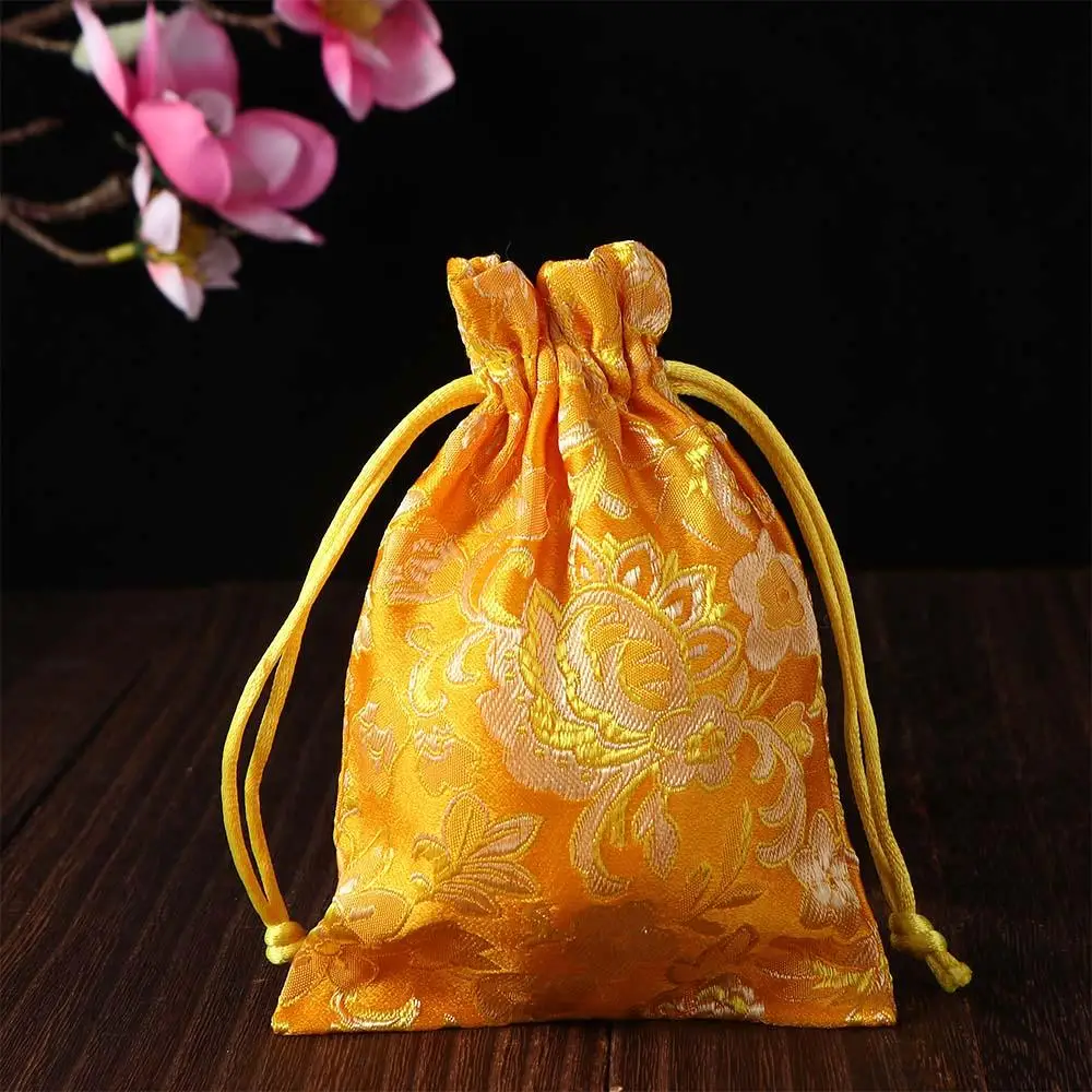 

Атласный мешочек на завязках для подарков и украшений, вышитый, для вечеринок, для хранения и упаковки