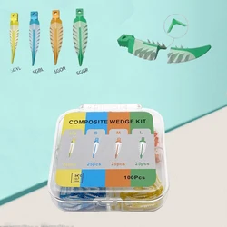 Dental Interdental Wedges Kit Dental Matrix Autoclaved Composite Wedges Silicone 100Pc Dental Silicone Adaptive Dentist Material