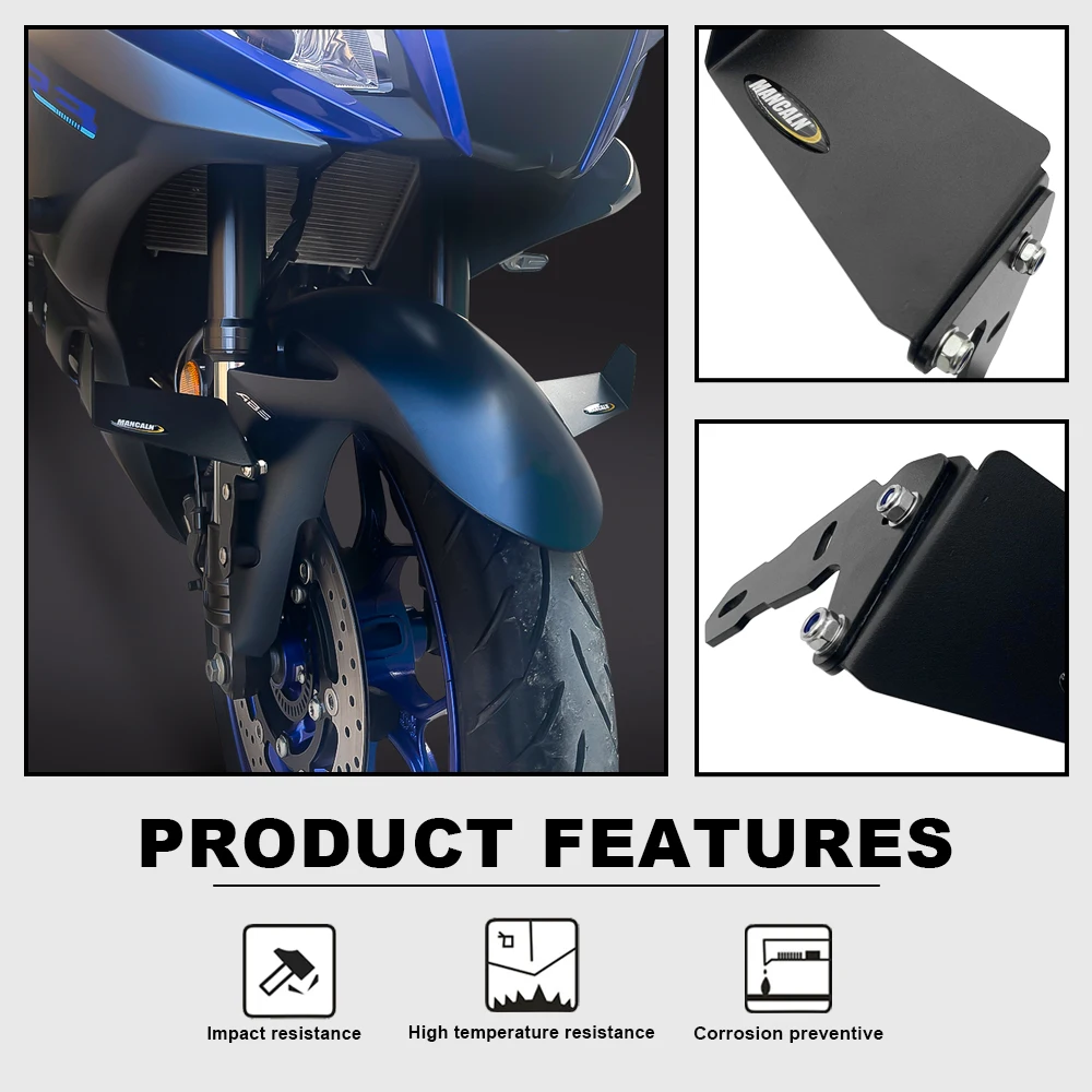 For Yamaha YZF-R3 YZF-R25 Modified Adjustable Front Fender Fixed Wing YZFR3 Fender Decoration Spoiler R3 R25 2019-