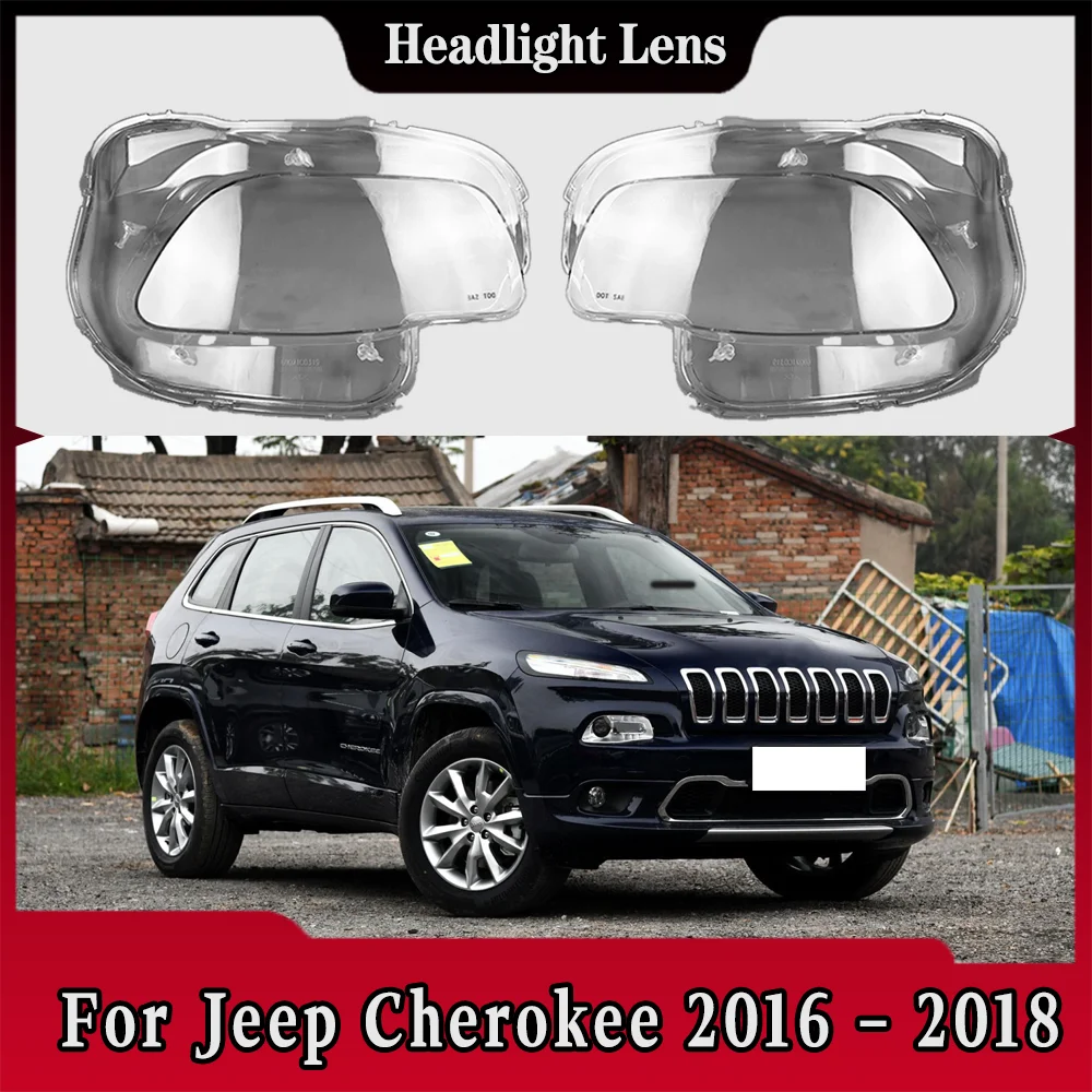 

For Jeep Cherokee 2016 2017 2018 Car Accessories Headlamp Transparent Lampshade Lamp Shell Headlight Lens Cover Plexiglass