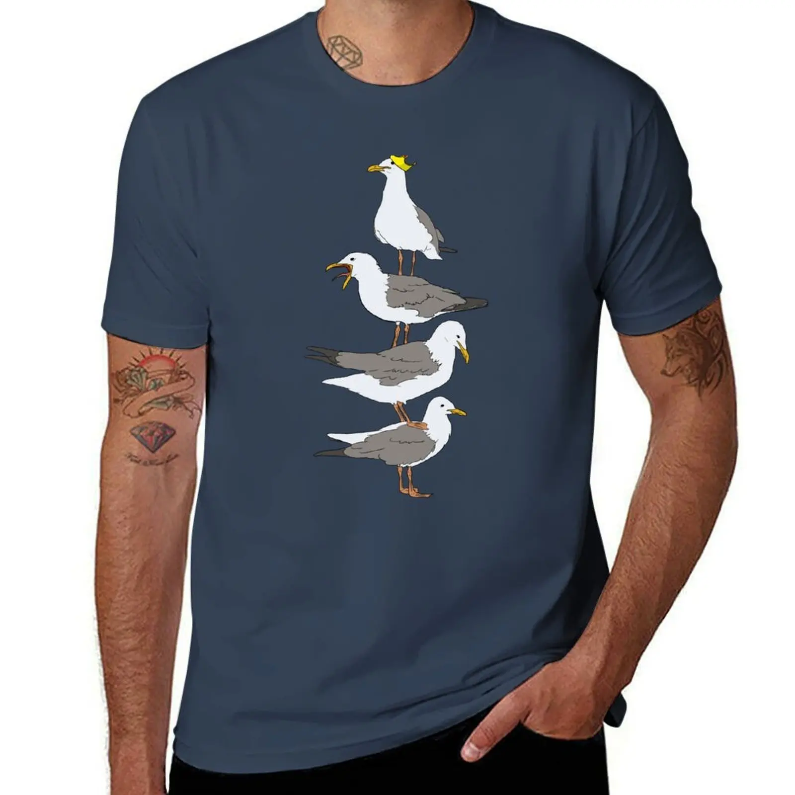 

Stack of Seagulls T-Shirt Work Short Sleeve Cotton Top