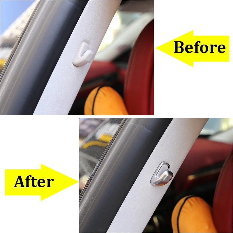 2Pcs Chrome B Pillar Hook Trim Cover Interior Styling Accessories For Maserati Levante 2016