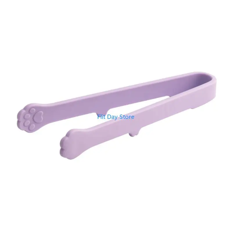 F92C Silicone Ice Tongs with Lovely Cats Paws Design Nonslip Grip Kitchen Gadget
