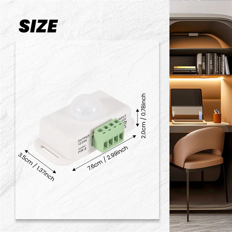 SCLS PIR อินฟราเรด Motion Sensor Detector, DC 12 V-24 V Strip Light Motion Sensor Switch, สําหรับตู้บันไดห้องครัว