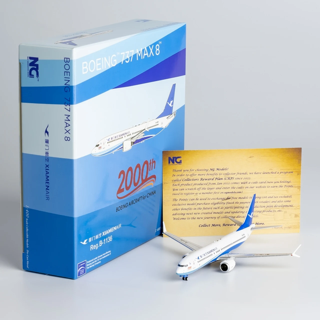 

88030 Alloy Collectible Plane Gift NG Model 1:400 Xiamen Airlines "Skyteam" Boeing B737-800 Diecast Aircraft Jet Model B-1136