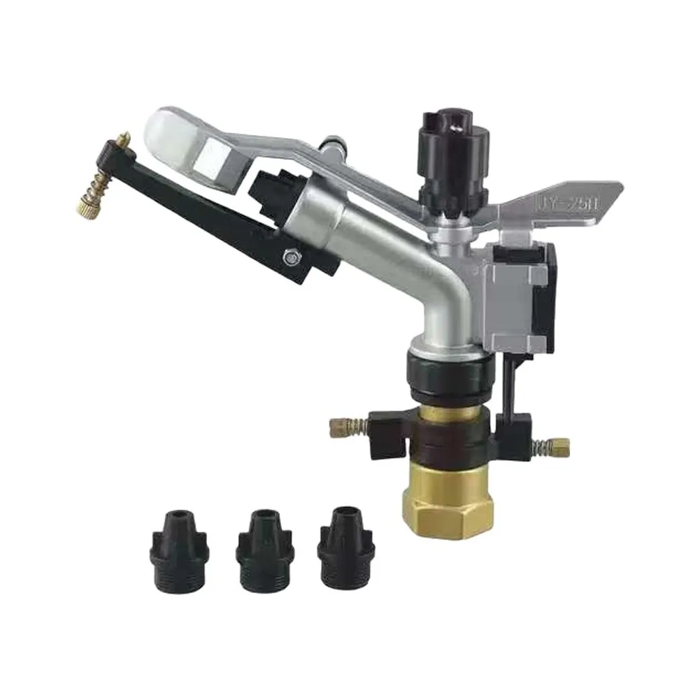Adjustable rotating sprinkler for agricultural use with 1 inch inlet 20m to 26m spray range and 7-10.2m3/h output