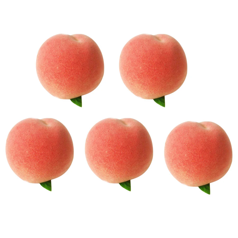 5 Pcs Artificial Peach Pink Decoration Faux Lifelike Simulation Fake Fruit Peaches