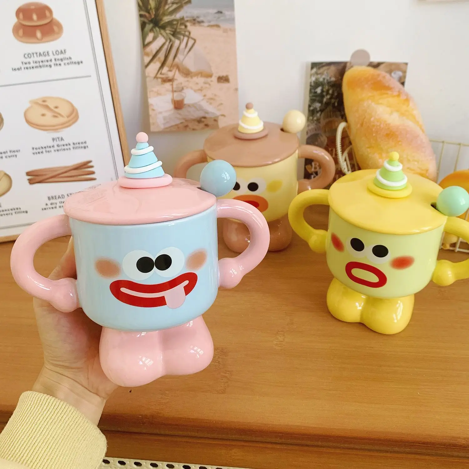 

Fun Joker Ceramic Mug with Lid Spoon, Cute Office Breakfast Milk Coffee Mugs, Christmas Birthday Gift Water Cups Couple Tea Cup