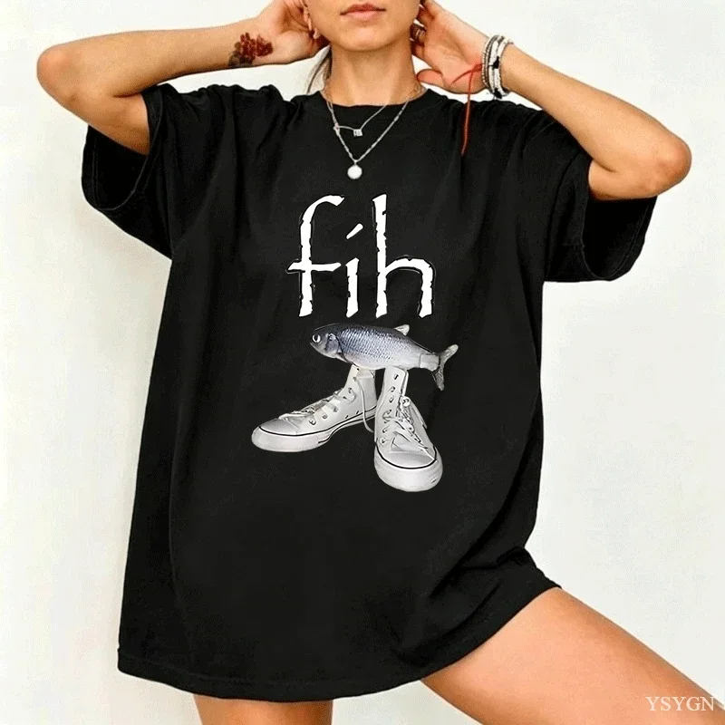 Funny New Style Hot Sale Fih Shoes Graphic T Shirts Misspelled Fish Meme T-shirts Men Women Casual Fashion Short Sleeve T-shirt