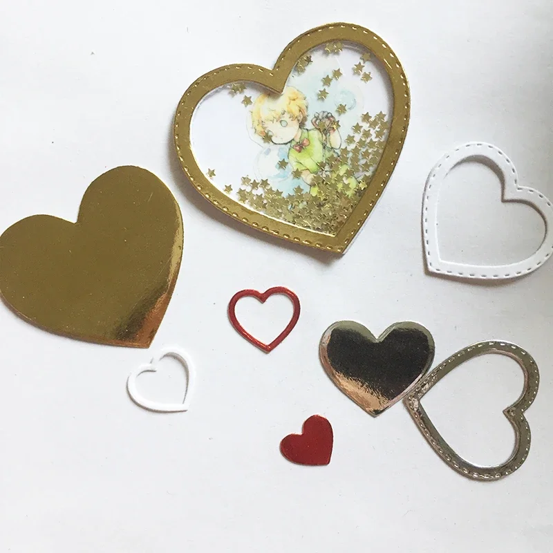 Heart Stitch Frame Dies Scrapbooking Stencil Shake  Metal Cutting Dies New 2024 Craft Die Cut Christmas Card Making Photo Album