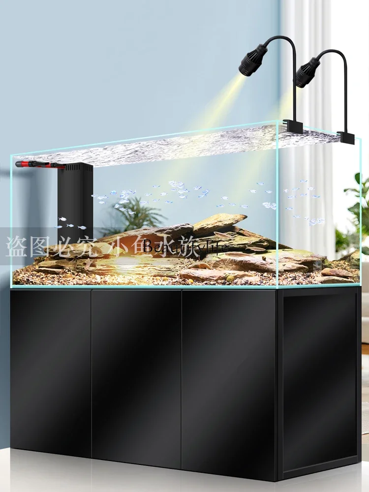 LD33Fish Tank Super White Glass Botom Filter تغيير المياه المناظر الطبيعية البيئية حوض السمك خزان العشب الأصلي