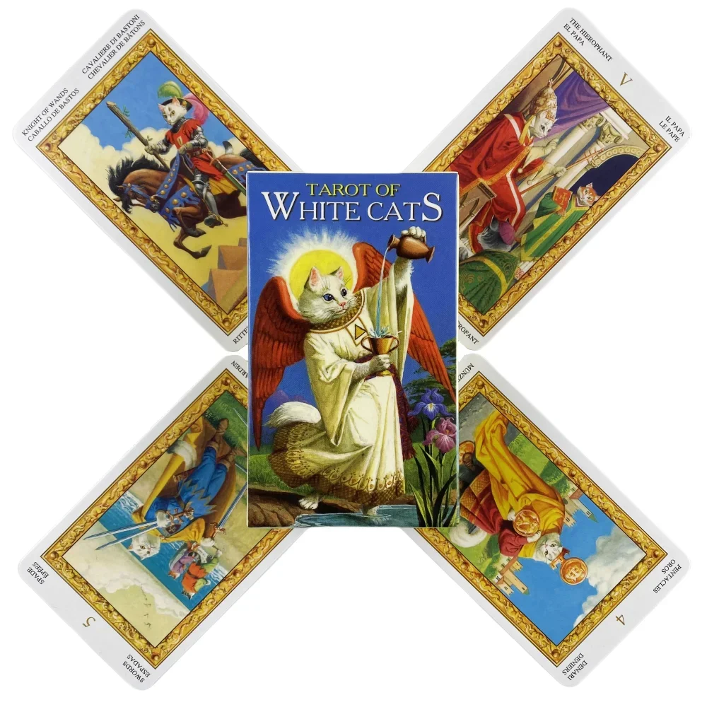 

Tarot Of White Cats Cards A 78 Deck Oracle English Divination Edition Borad Playing Games