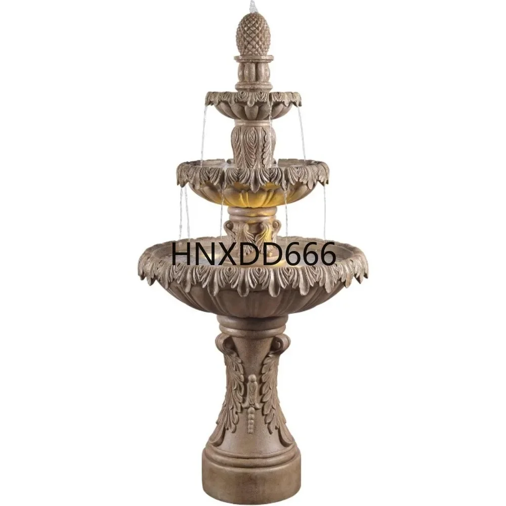 High Sandstone 3-Tier LED Outdoor Floor, Fountains   Bird Baths