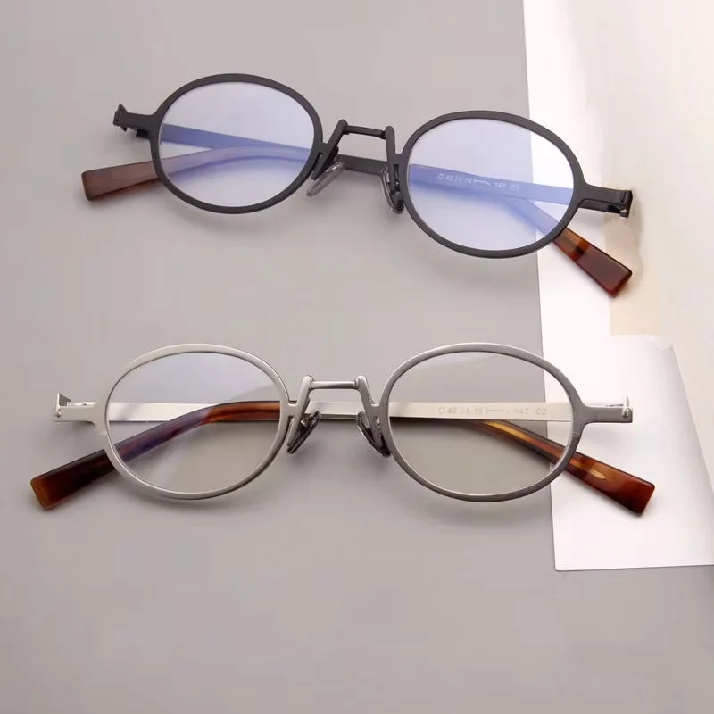 Stainless Steel Eyeglasses Glasses Designed Full Rim Oval Spectacle with Suitable for High Diopter 43mm Wide