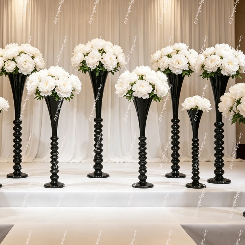 6/10pcs 50-100cm  Wholesale Party Event Cake Display Decoration Metal Gold Vase Wedding Centerpiece Flower Stand