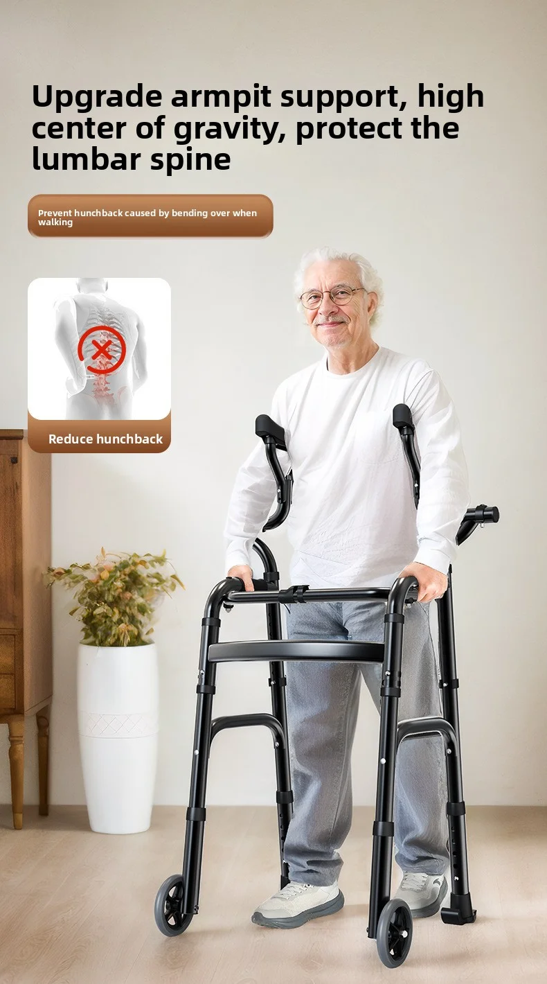 

Arm Walker Aid Foldable Double For Elderly Disabled People Walking Rehabilitation Station Frame Fitness Equipment For Disabled