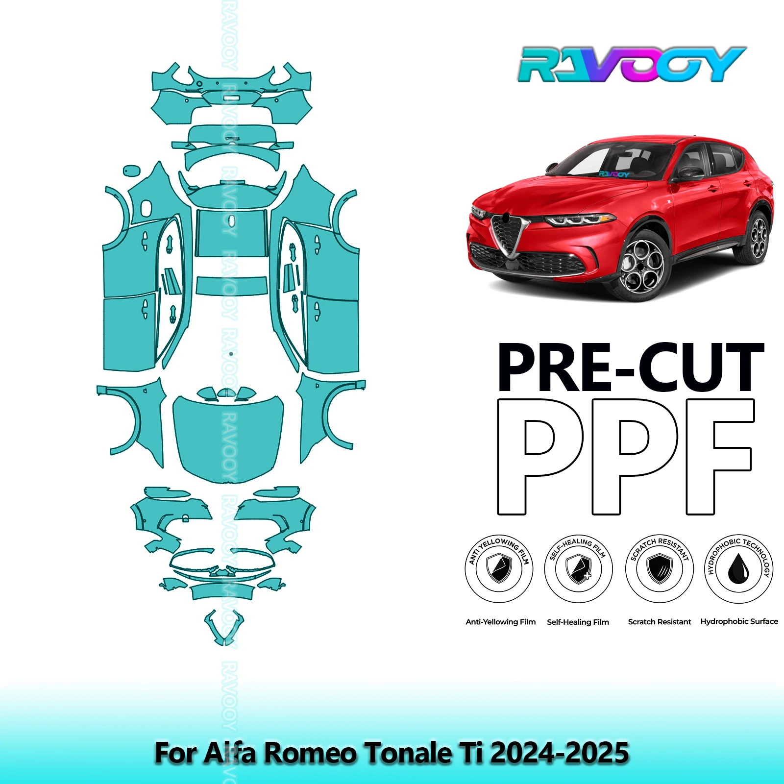 

Full Vehicle Clear Bra Precut PPF Paint Protection Film For Alfa Romeo Tonale Ti 2024-2025