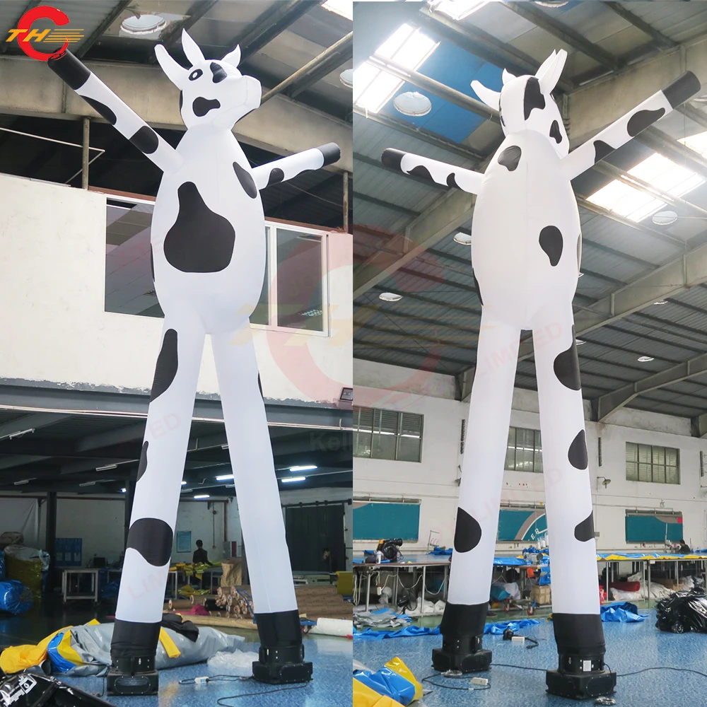 

Fast Ship 5mH Dancing Inflatable Milk Cow Model, Outdoor Advertising Promotion Sky Dancer with Blower