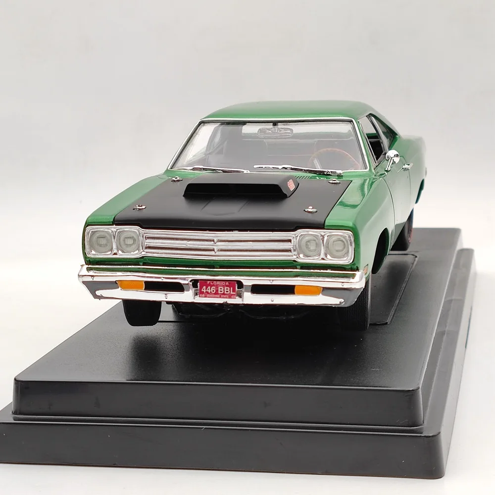 1:18 SUPERCAR Plymouth Roadrunner 1969 1/2 440 6BBL GreenDiecast Model Car Limited Edition Collection Auto Toys