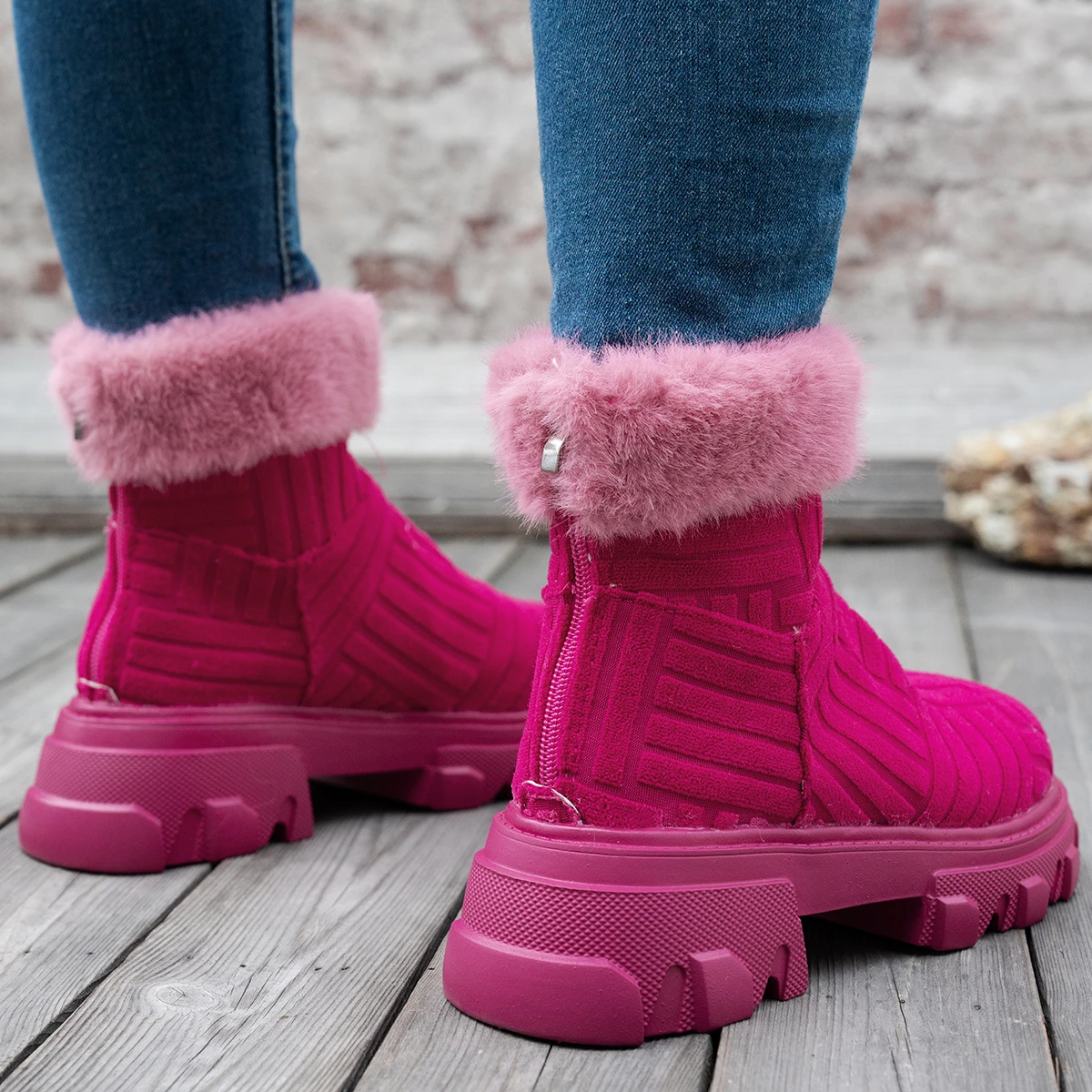 Botines con plataforma para mujer, botas cálidas, color verde, modernas, para ocio al aire libre, invierno, 2024