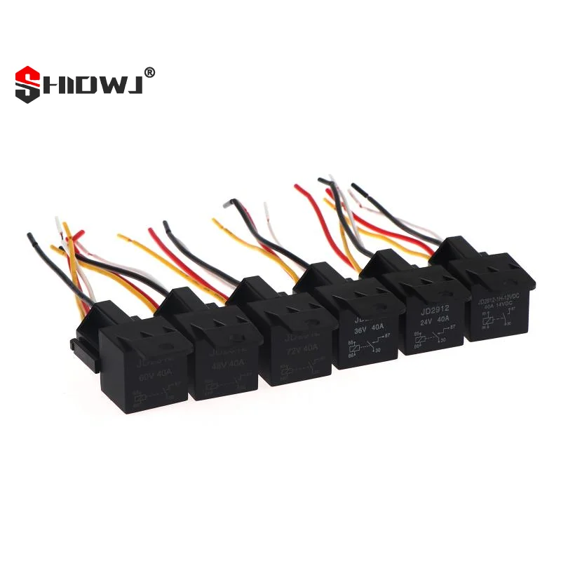 12V 24V 36V 48V 60V 72V 4Pin 5Pin 40A Automotive Relay With Interlocking Socket Heavy Duty For Truck Car Van Moto Boat Relay