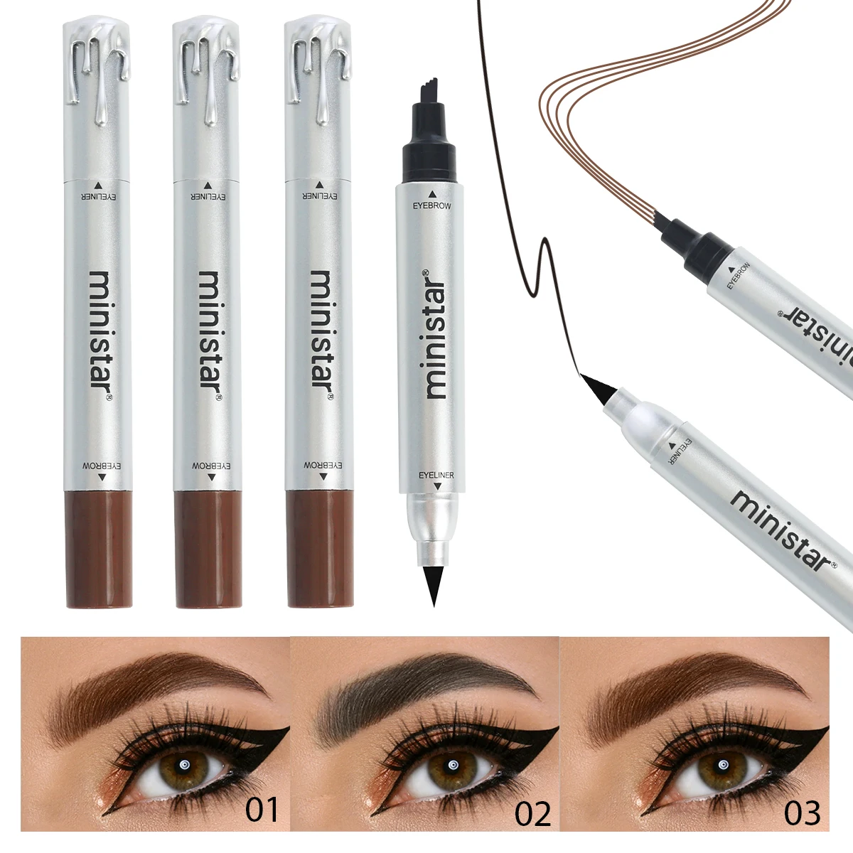 Crayon à sourcils double tête 2 en 1, imperméable, résistant à la sueur, maquillage longue durée, tenue et réglage des couleurs, 1 pièce