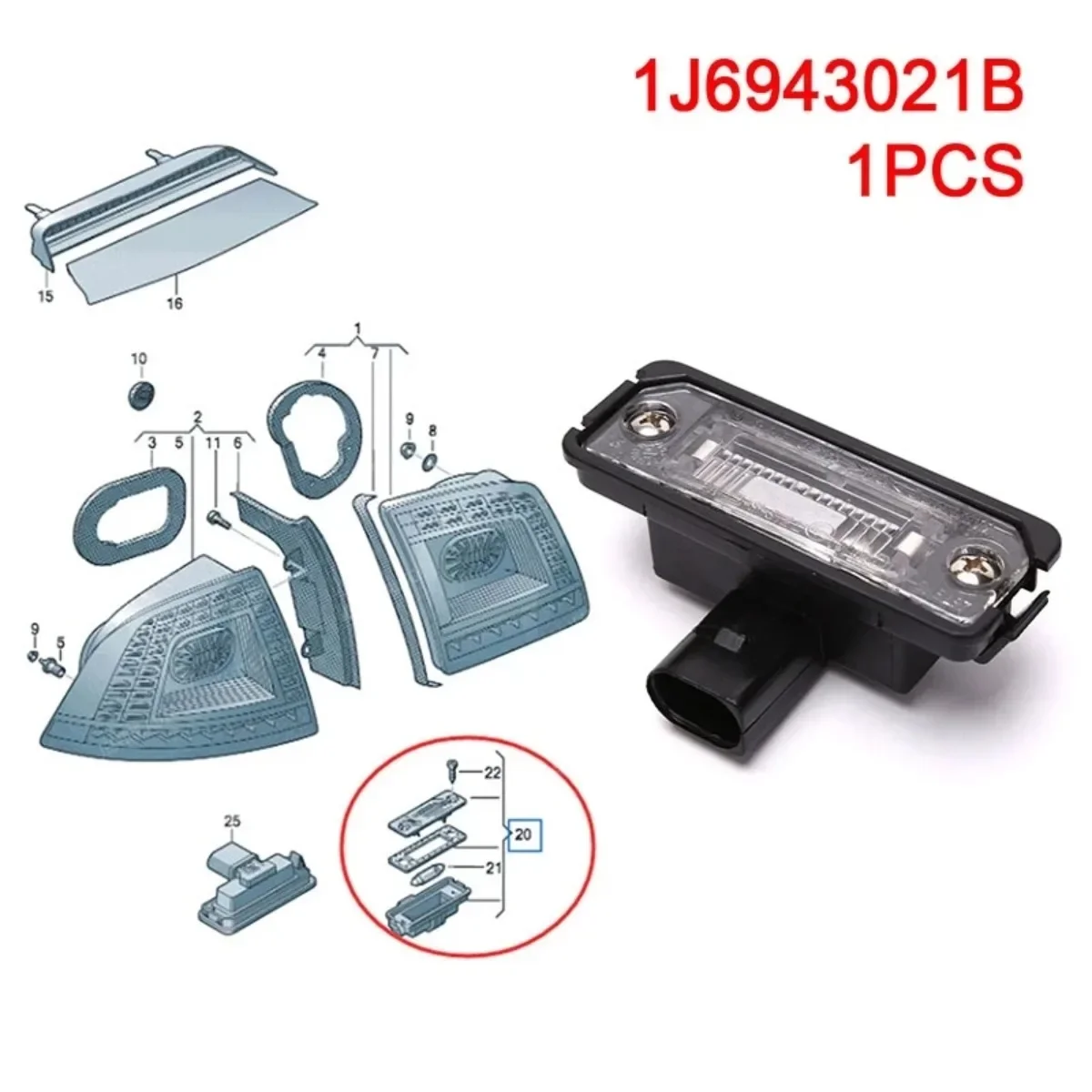 Lámpara de matrícula trasera, luz amarilla para VW Golf 4 Passat B6 CC Polo 9N Beetle Phaeton Lupo, 1 ud.