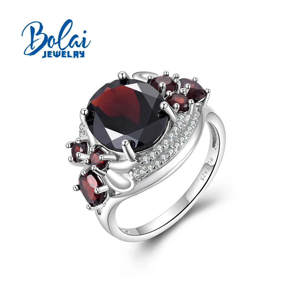 

Light Luxury Awesome Bridal S925 Silver Ring for Women Natural Garnet Elegant Jewelry for Engagement Proposal Anniversary Gift