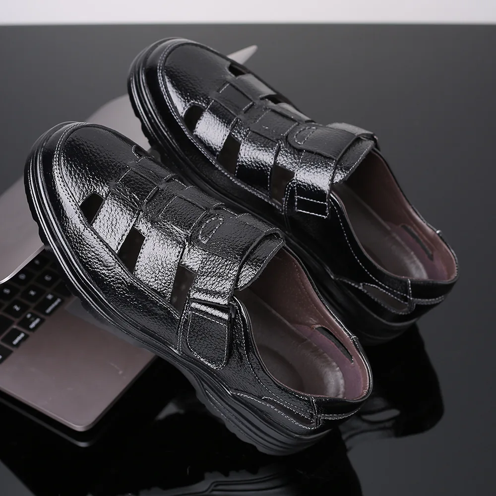 size 38-48 designer sandals genuine leather shoes for men casual business official shoes for man chef shoes black brown office