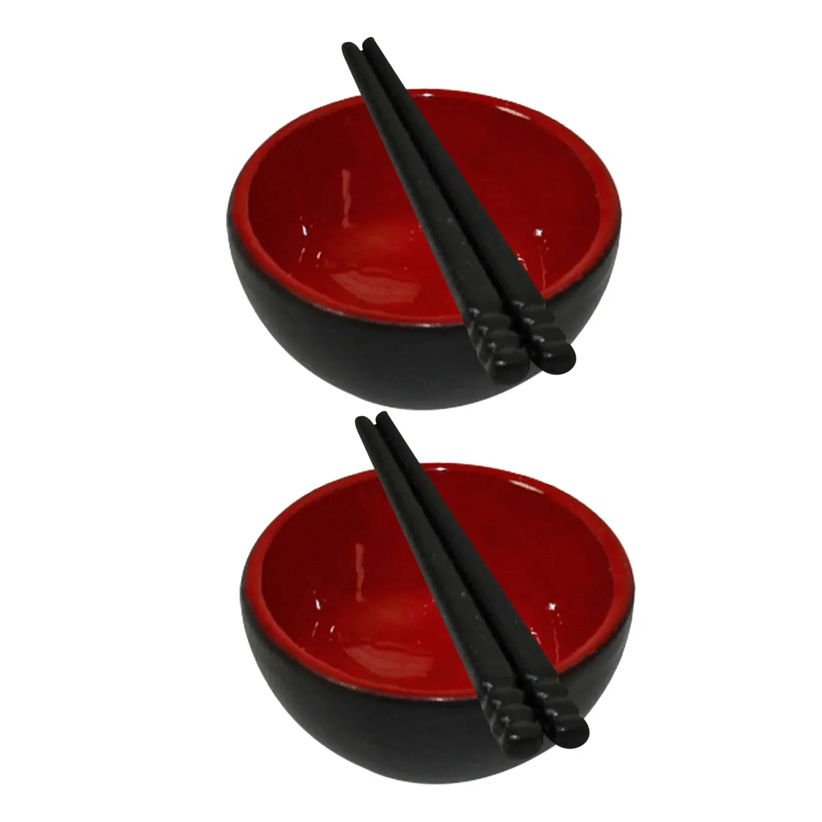 

1Set Miniature Tableware Decor Smooth Surface Delicate Vivid Look Multi Purpose Mini Bowl Chopsticks for Home Ornament Mini
