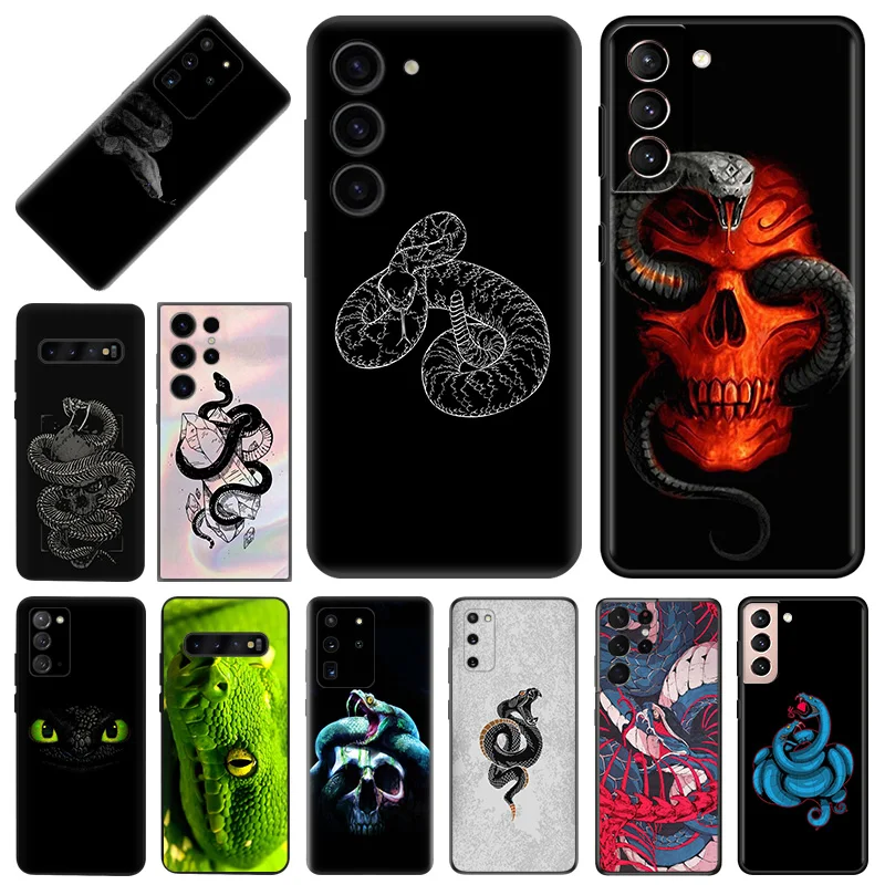 Snake Skin Print Soft Phone Cases For Samsung Galaxy S23 S24 Plus S22 Ultra S21 S20 FE S10 5G Note 20 Lite Black Matte Cover