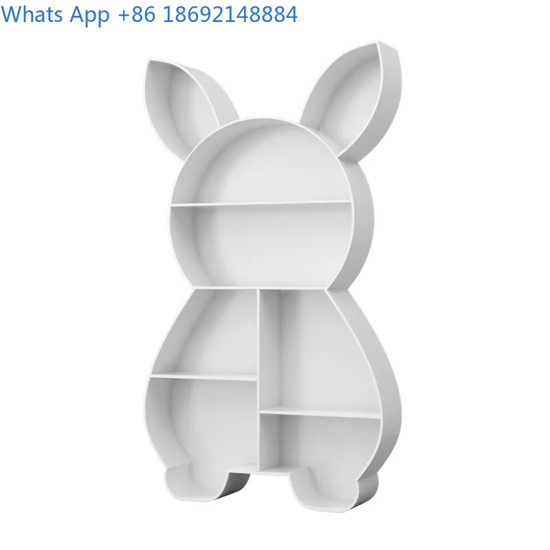 Iron Creative Animal Shape Bookshelf School Rabbit Picture Book Rack Reading Room Storage Organizer