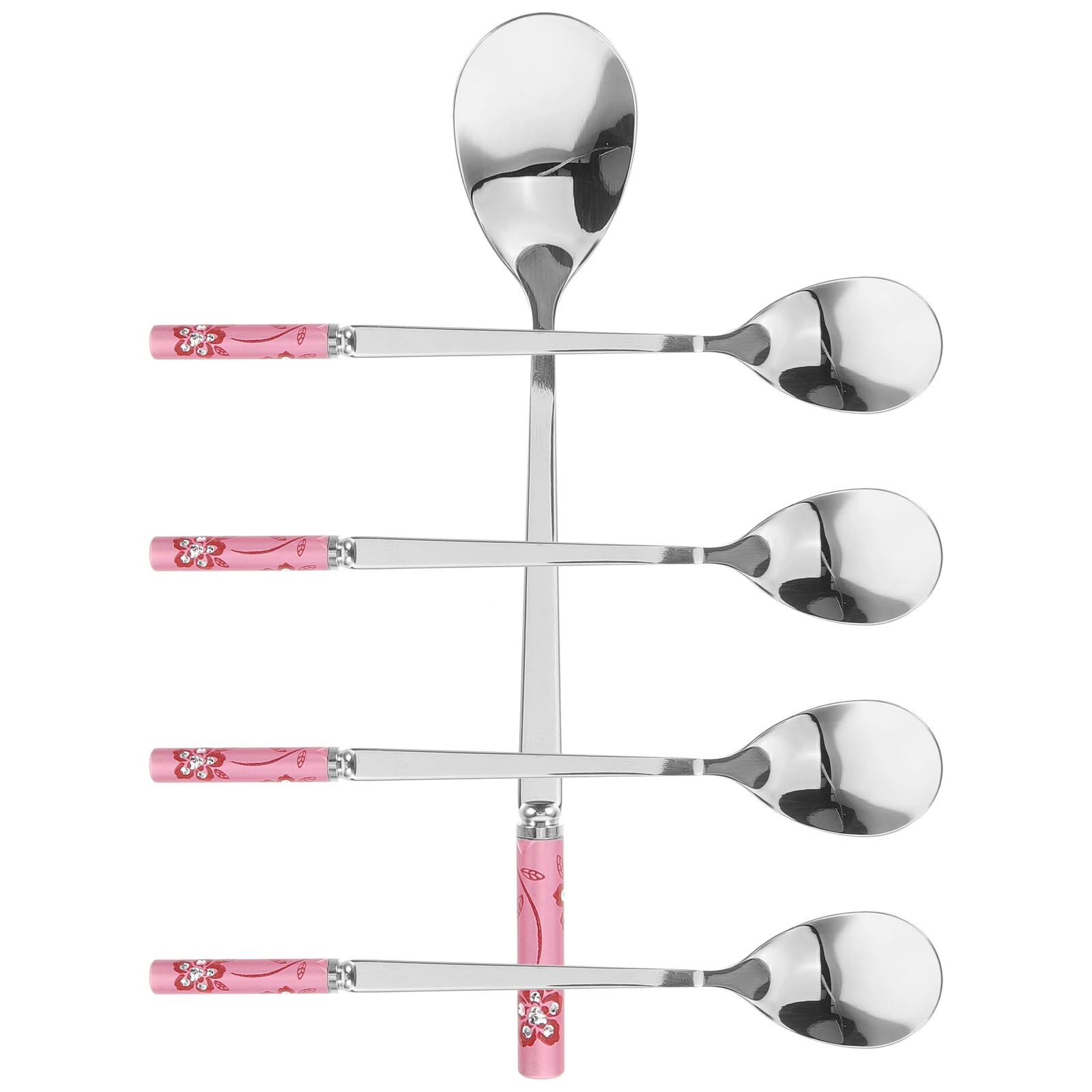 

5 Pcs Portable Dining Spoons Stainless Steel Sweet Dessert Spoon Outdoor Camping Hiking Coffee Honey Beverages Cakes Lightweight