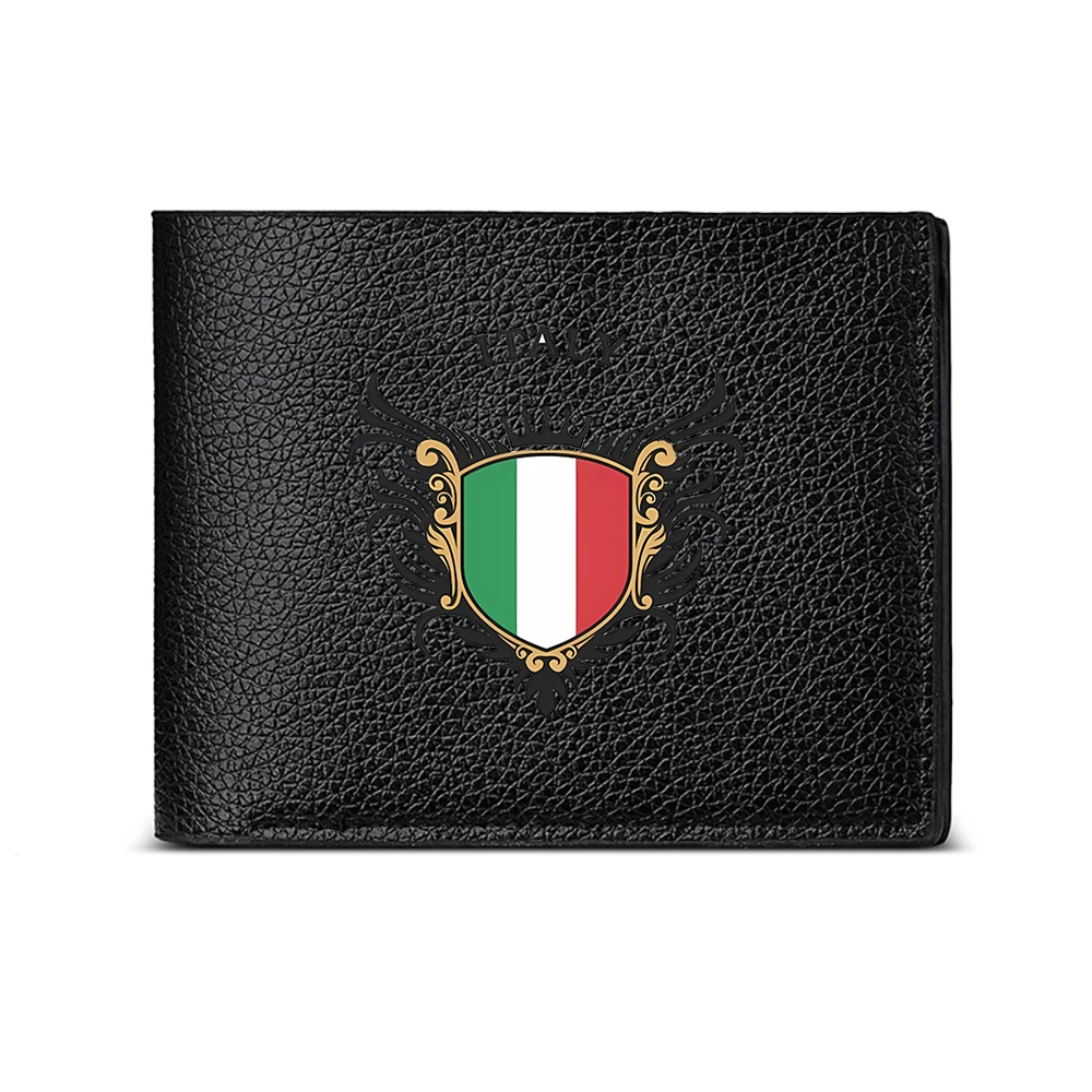 Italian Flag Shield Design Men's Wallet Card Holder Casual Business Fashion Print Style Accessory
