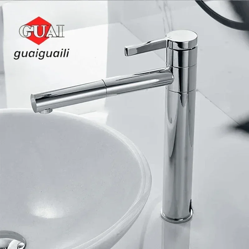 Bathroom Basin Faucet，Minimalist Slim Faucet Hot and Cold Water Faucet Basin Mixer Tap Bathroom Faucet Hot and Cold Silver Color